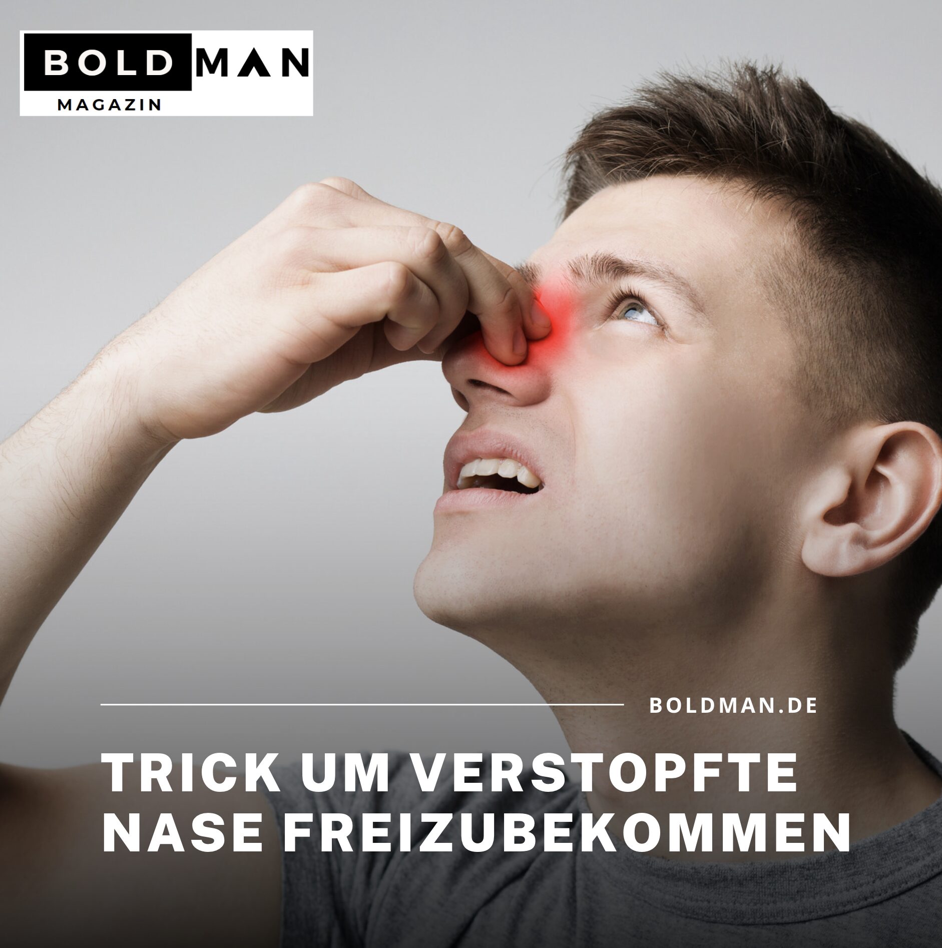 Trick um verstopfte Nase freizubekommen mit gezielter Drucktechnik im Gesicht Trick um verstopfte Nase freizubekommen mit gezielter Drucktechnik im Gesicht